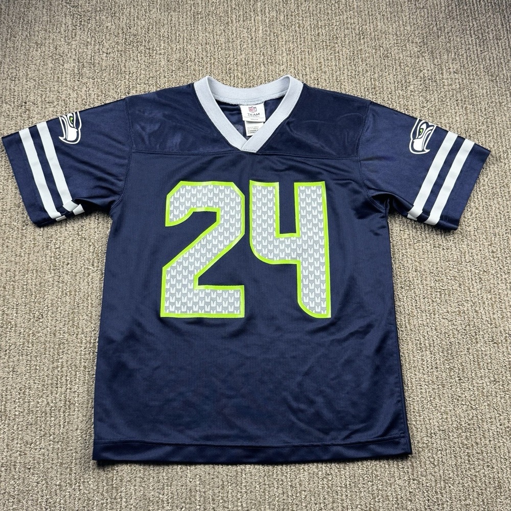 NFL Team Youth L 12-14 Seattle Seahawks Jersey Lynch #24 Blue